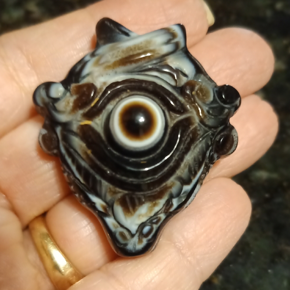 Rare Tibetan Eyed Old DZI Agate Bead Amulet Pendant